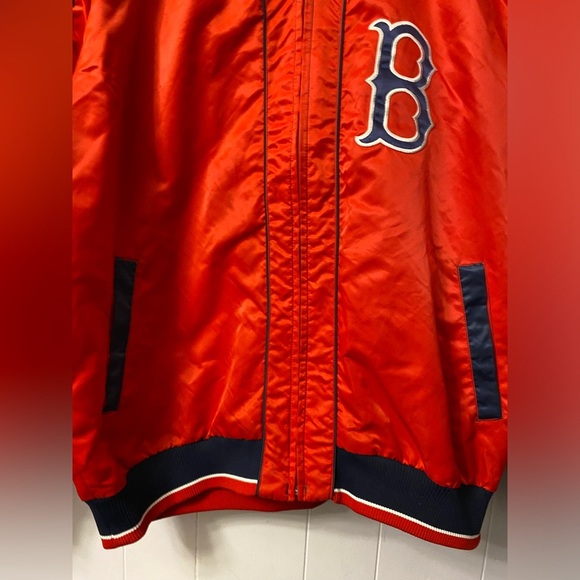 Boston Red Sox Jacket G-III Carl Banks Bomber Baseball Big Logo Satin Two Sided - Picture 5 of 14